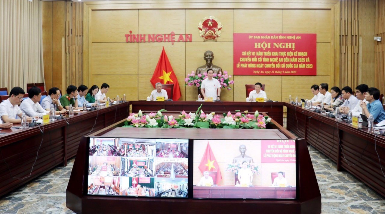 Hội nghị sơ kết 01 năm triển khai thực hiện Kế hoạch số 586/KH-UBND ngày 22/08/2022 của UBND tỉnh về chuyển đổi số tỉnh Nghệ An đến năm 2025